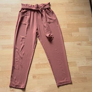 NWT eesome Sasha Terracotta Pink High-waist Paperbag Pants Straight Leg M